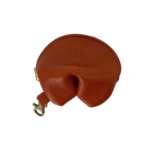 Portland Leather Goods Fortune Cookie Pouch Keychain Orange Leather Boho - Picture 5 of 16